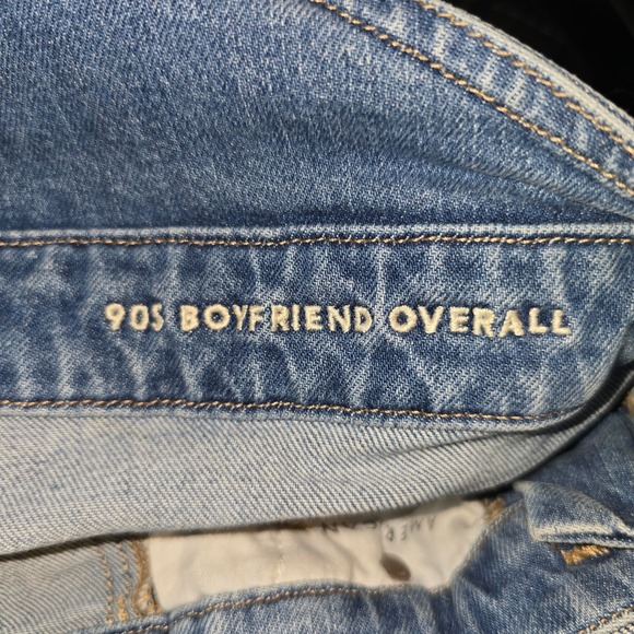 American Eagle 90s Boyfriend Overalls Small Womens Blue Distressed Pink Straps - Picture 12 of 13